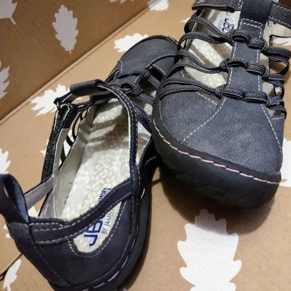 JBU by Jambu Juliet Flats Leather Dove Gray Adjustable Oxford Shoe 6 Like New - Picture 9 of 11